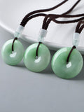 Zheru Jewelry Natural Burmese Jade Donut Pendant Necklace
