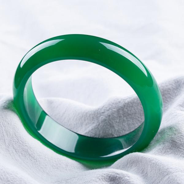Zheru Jewelry Green Agate Chalcedony Bracelet 54-62mm