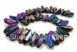Titanium Rainbow Quartz Sticks Crystal Points Briolettes 16 inch Strand