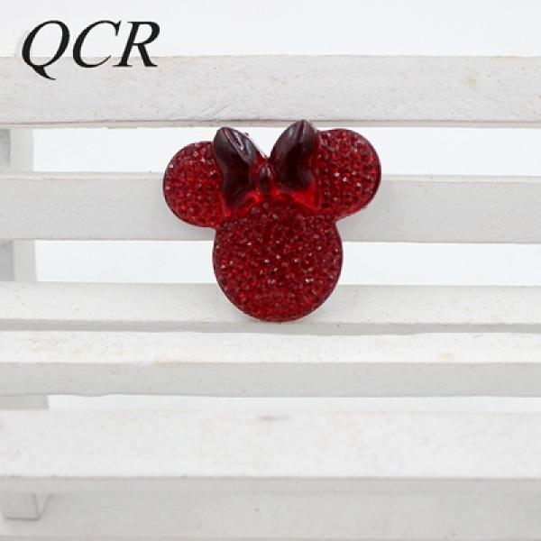50pcs 28*25mm Mickey Head Shape Flatback Resin Rhinestone DIY