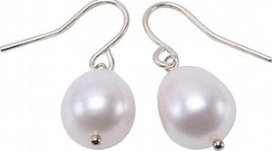 Pink Freshwater Pearl Dangle Earrings 925 Sterling Silver Hooks