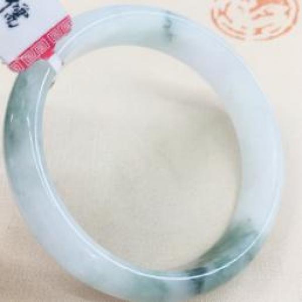 Natural Jadeite Bracelet Light + Dark Green 54-62mm Female Jade Bracelet