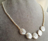 Natural 2MM Freshwater Pearl Necklace, 14mm Coin Pearls, Girl Gift Jewelry