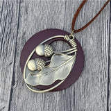Wooden Leaves Vintage Necklace Long Sweater Chain National Artistic Charm