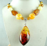 Modernist TEARDROP GOLDEN HONEY AMBERS Necklace