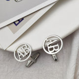 Personalized Stainless Steel Men's Cufflinks Round Initial Letter Shirt Buttons