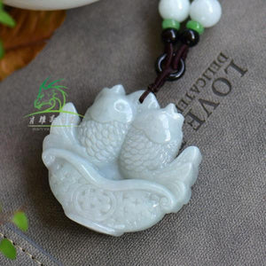 Zheru Jadeite Pisces Pendant Necklace, Jewelry Gift
