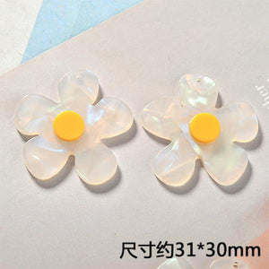 Glitter Resin Plastic Spring Flowers Charms for Earring Necklace DIY Jewelry