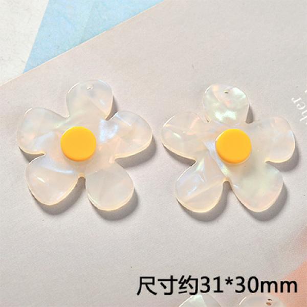 Glitter Resin Plastic Spring Flowers Charms for Earring Necklace DIY Jewelry