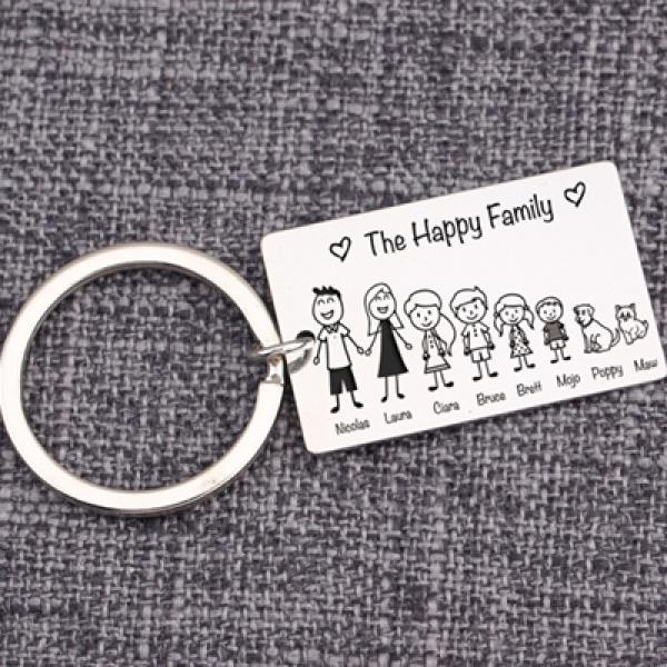 Family Love Members Personalized Names Keychain