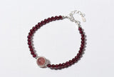 925 Silver Red Garnet & Rose Quartz Stone Bracelet