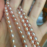 Natural Loose Pearl Jewelry Pink Purple AA 7-8MM Rice Freshwater Pearl