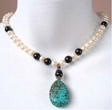 Pearl & Jades Necklace Turquoise Pendant AKOYA