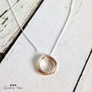 Three Rings Rose Necklace Removable Adjustable Steel ARGENTO925