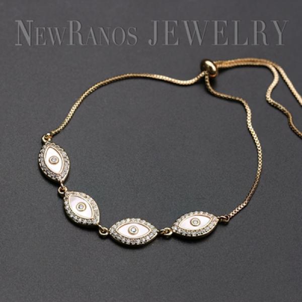 Evil Eye Shell Pearl CZ Bracelet for Women