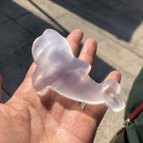 Natural Stone Selenite Dolphin Bowl Carved Animal Figurine