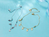 925 Sterling Silver Golden Leaf Anklet Bracelet GTLS578