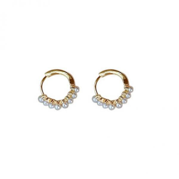 925 Silver Pearl 18K Plated Hoop Earring Buckle for Women