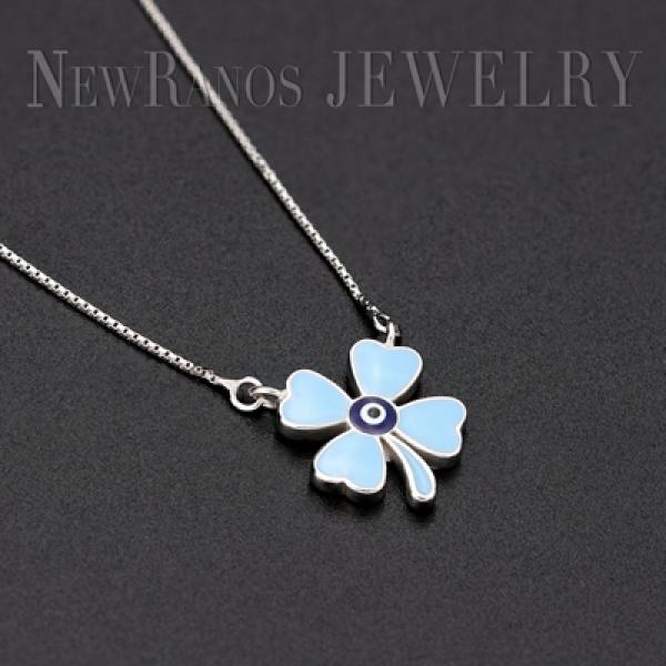 925 Silver Clover Pendant Necklace Enamel Leaves Pendants for Women