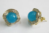 Natural jade & crystal 8mm Round Earrings