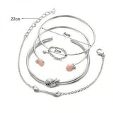 4 Multibracciale Rigid Metal Plated Bracelets Women Silver 99