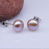 Pink Lavender Freshwater Pearl Stud Earrings S925 Silver Fine Women Gift