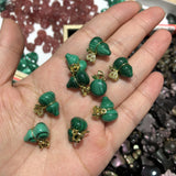 Natural Stone Malachite Gourd Pendant Carved Plant Statue Gift
