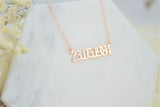 Old English Number Necklace Personalized Year Gothic Stainless