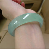 Genuine Green Jade Bangles with Floating Flower, 100% Real Jadeite Jewelry