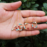 Colorful Alphabets Pendant Necklace Women Rainbow A-Z 26 Letter O-Chain