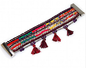 Brazilian Wrap Magnetic Bracelet with Pompom Tassel B50797