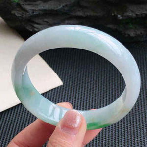 Natural Green Two-Color Myanmar Jade Princess Bracelet 54-62mm