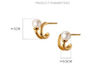 18k REAL Sterling Silver Double Rows Shell Pearl Stud Earrings