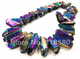 Titanium Rainbow Quartz Sticks Crystal Points Briolettes 16 inch Strand