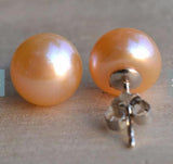 9MM Pink Natural Freshwater Pearl Earrings S925 Silver Stud Jewelry