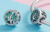 Life Tree Green CZ Silver Dangle Charm Bead Fits Bracelet 925 Silver