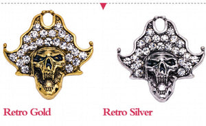 Vintage Skull Mens Suit Brooch with Rhinestone Crystal X1511