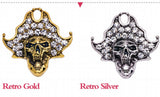Vintage Skull Mens Suit Brooch with Rhinestone Crystal X1511