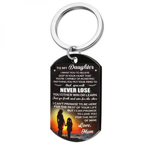 Daughter Gift From Dad Mom Stainless Steel Keychain Love Dad Mom Charm