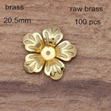 100 pcs 20.5mm Brass 3D Metal Flowers Bead Cap for Jewelry
