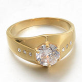 Stainless Steel Rings Zircon Mosaic Wedding Engagement Jewelry
