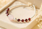 925 Sterling Silver Rose Quartz & Red Garnet Bead Bracelet