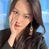 Vintage Ins Style 14K 18K Plated Tassel Long Ear Dangle Earring