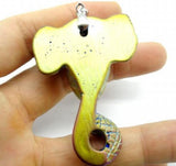 Natural Stone Skull Elephant Wolf Head Titanium Quartz Crystal Charm Pendant
