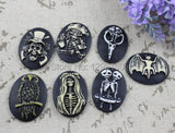 Flat Back Resin Mixed Pattern Cameos Cabochons For Jewelry 30x39mm