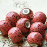50 pcs 12mm Porcelain Beads, Mixed Color Ceramic DIY Loose Beads Jewelry Finding