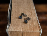 Real Antique 925 Silver Cross Stud Earrings Gothic Punk Style Vintage Jewelry