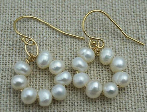 Freshwater Small Round Pearl Dangle Earrings Wedding Bridal Women Jewelry