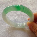 Zheru Jewelry Natural Burmese Jade Two-tone 54-62mm Light Green Bracelet