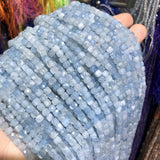 Faceted Aquamarines Beads 4*4MM Cube Shape